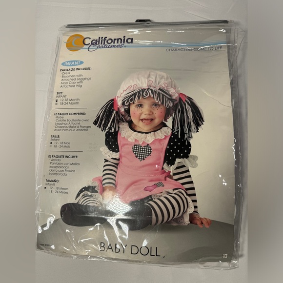 Baby Doll Costume Baby Girl Rag doll Halloween California Costumes Sz 12-18 Mos - Picture 1 of 10